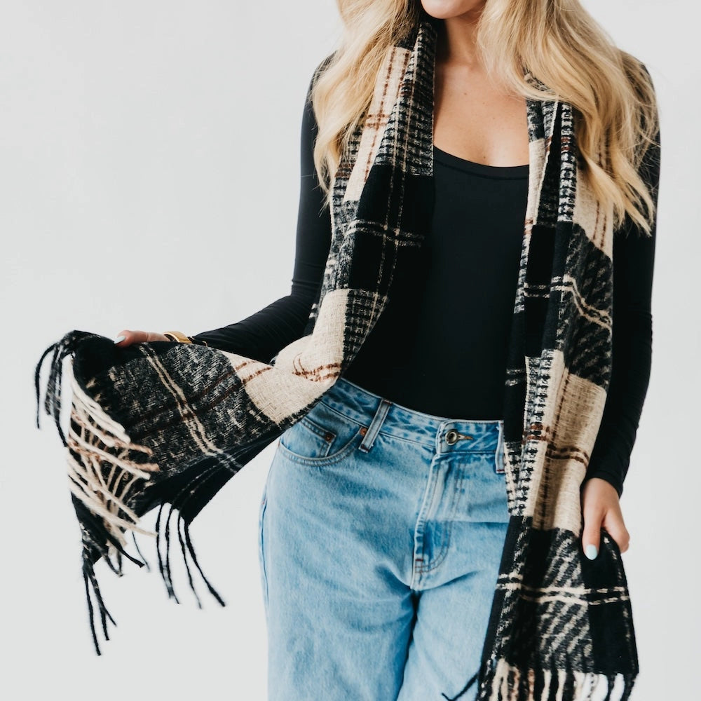 Penny Plaid Fringe Scarf