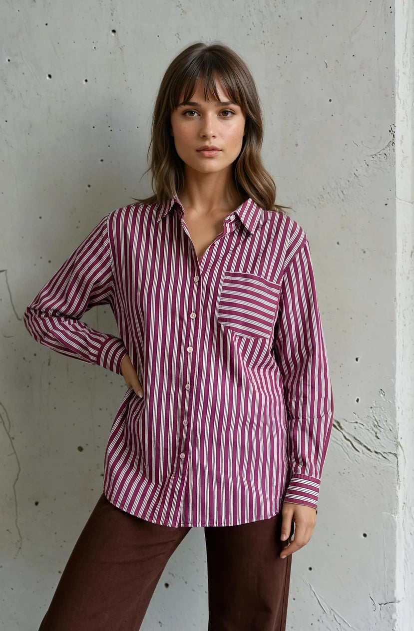 Tuscan Stripe Boyfriend Shirt