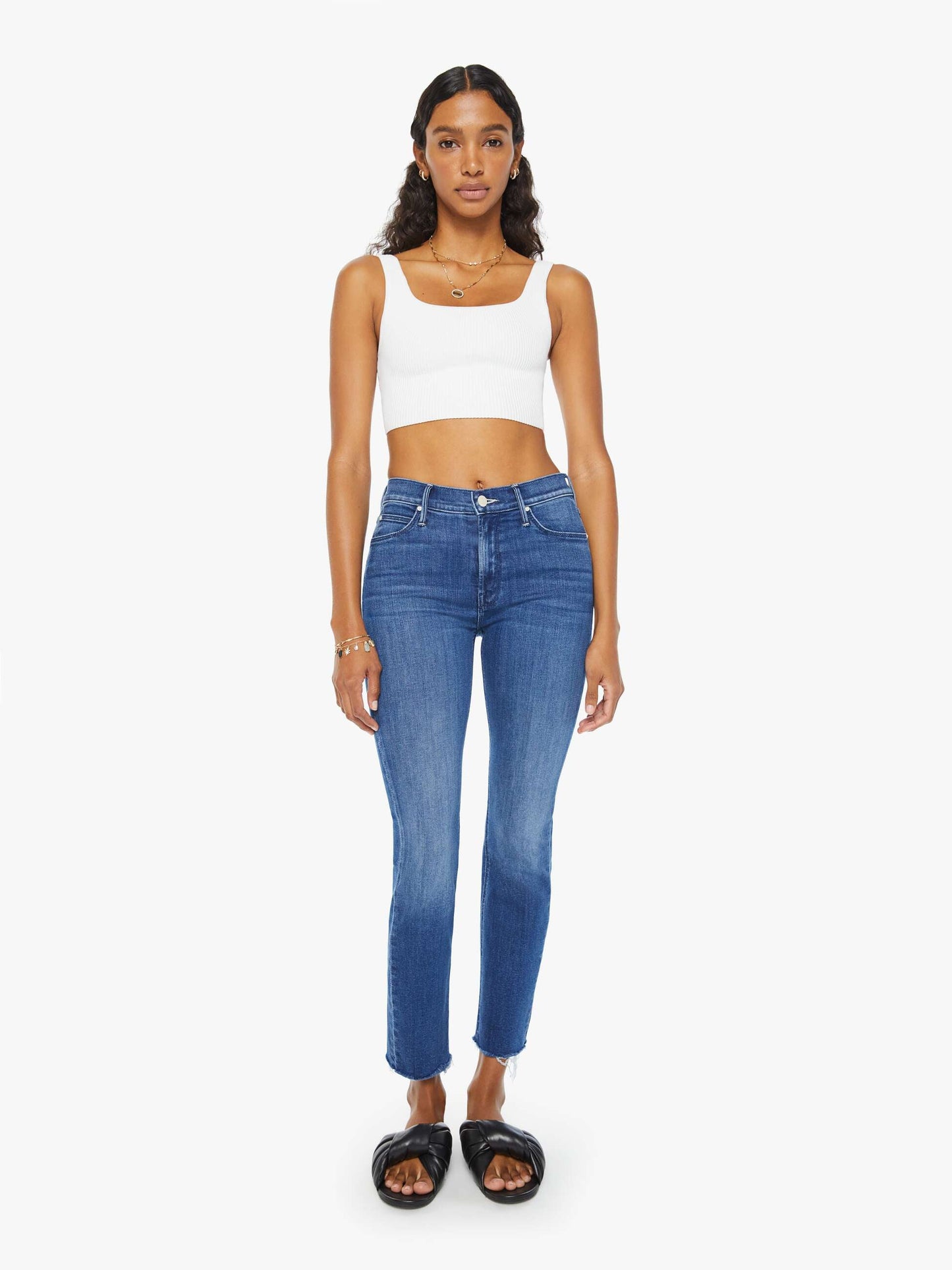 Mid Rise Dazzler Ankle Fray - Between
