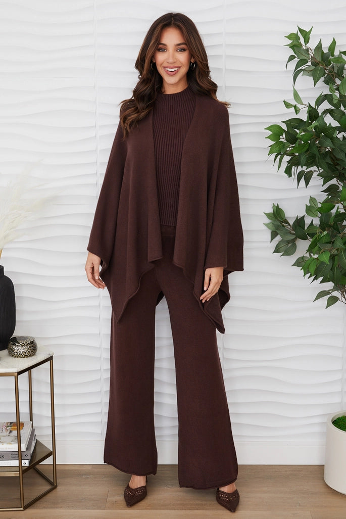 Knit Dolman Cardigan - Chocolate