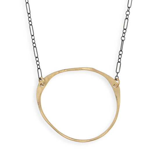 Mixed Metal Oblong Necklace
