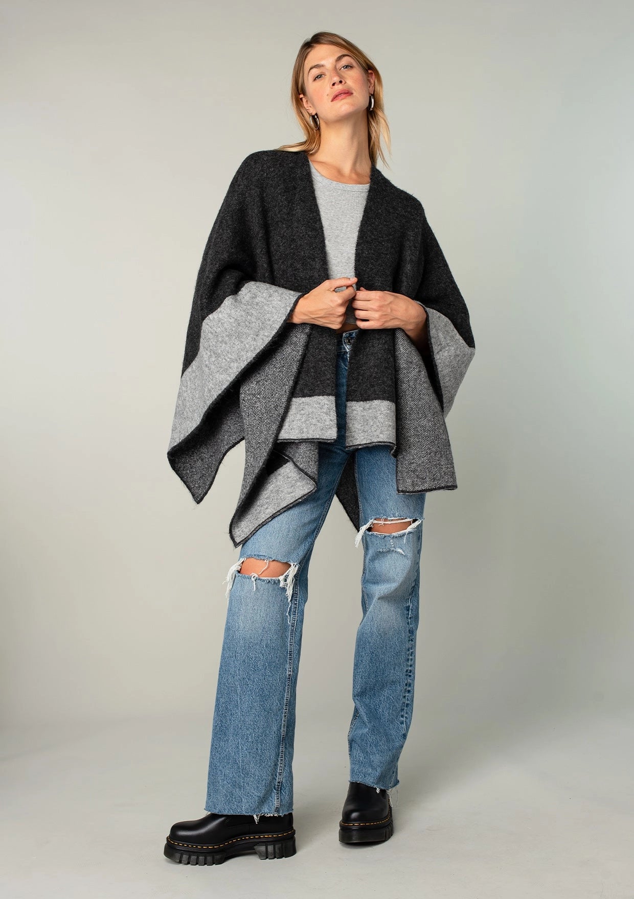 Color Block Poncho