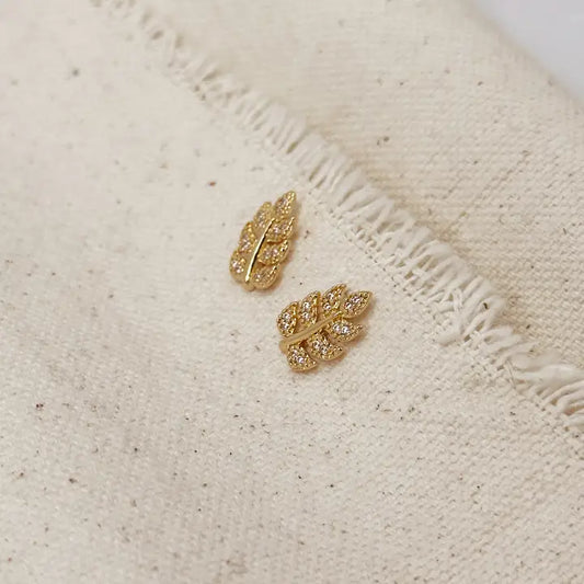 Cubic Zirconia Leaf Studs