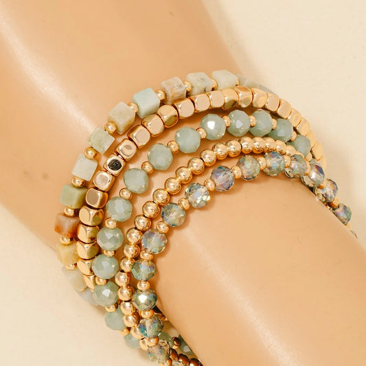 Cube Assorted Bead Bracelet Set