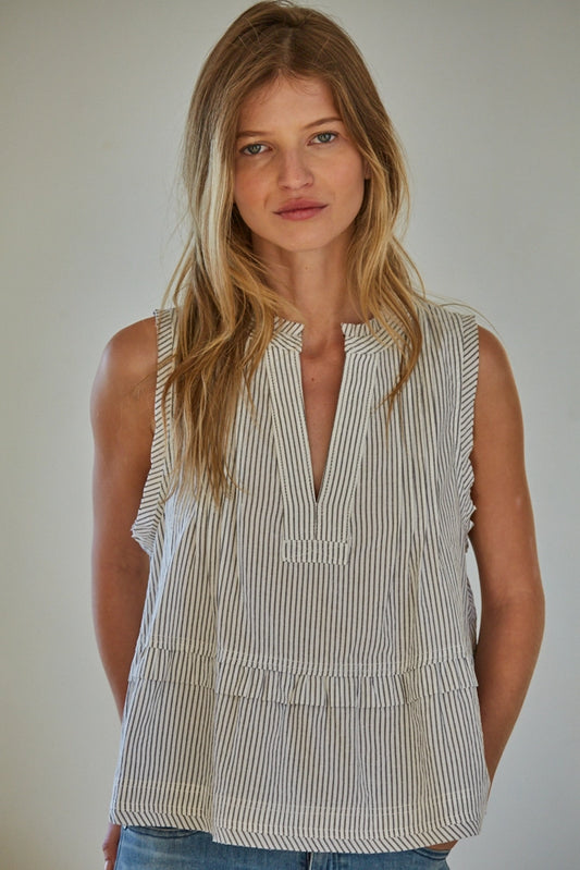 Striped Sleeveless Blouse