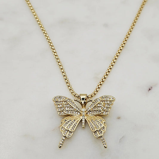 Super Pave Butterfly Necklace