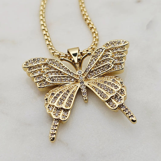 Super Pave Butterfly Necklace