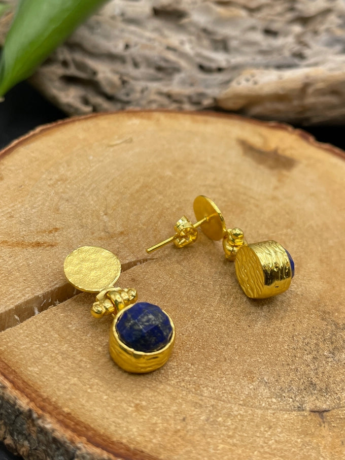 Lapis Circle Earrings