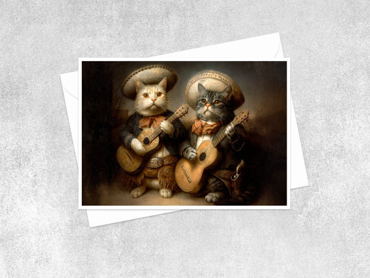 Guitars & Whiskers Cat Greeting Card