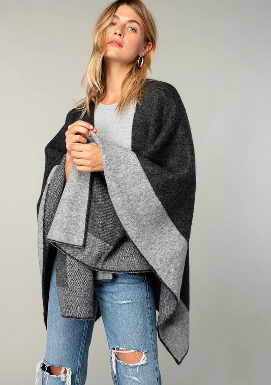 Color Block Poncho