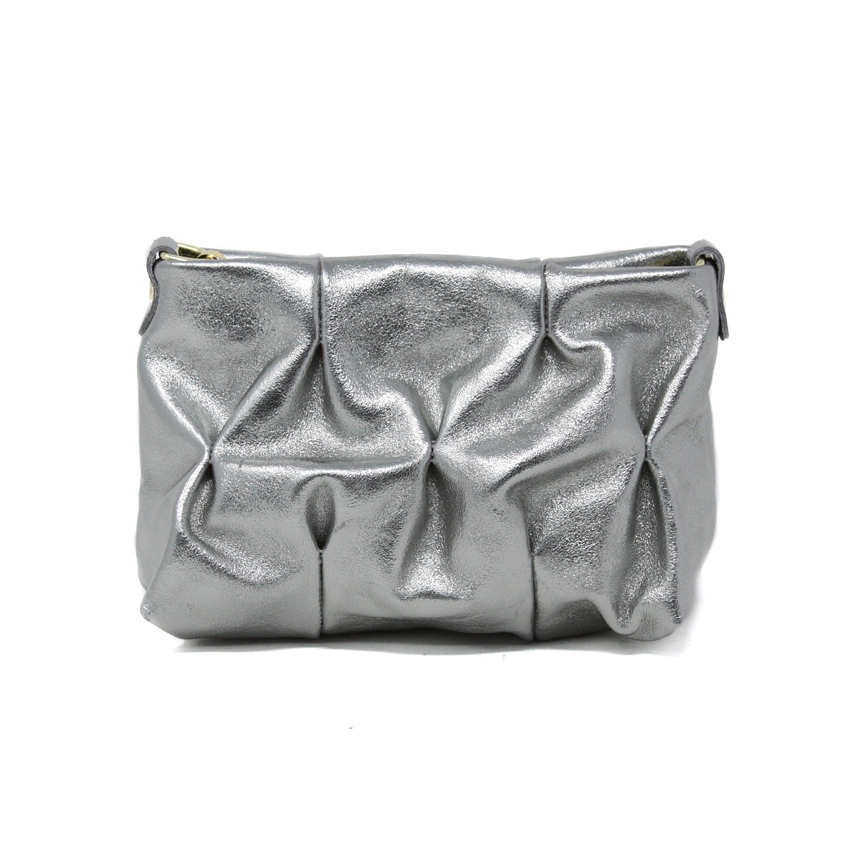 Quilted Leather Clutch - Pewter