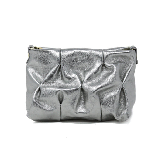 Quilted Leather Clutch - Pewter