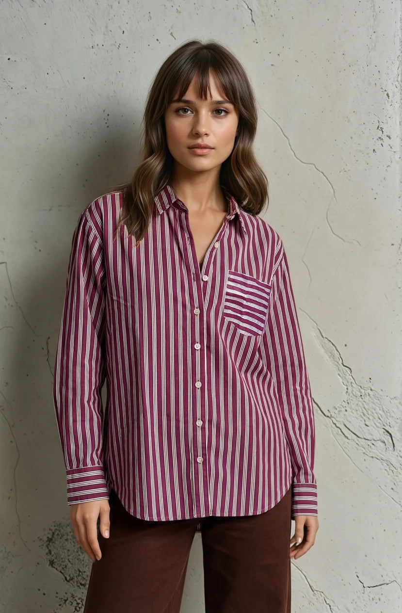 Tuscan Stripe Boyfriend Shirt