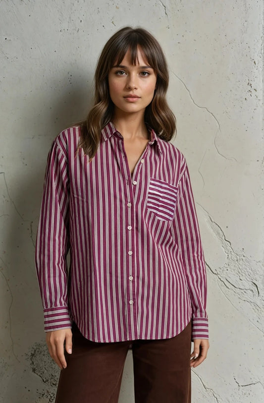 Tuscan Stripe Boyfriend Shirt