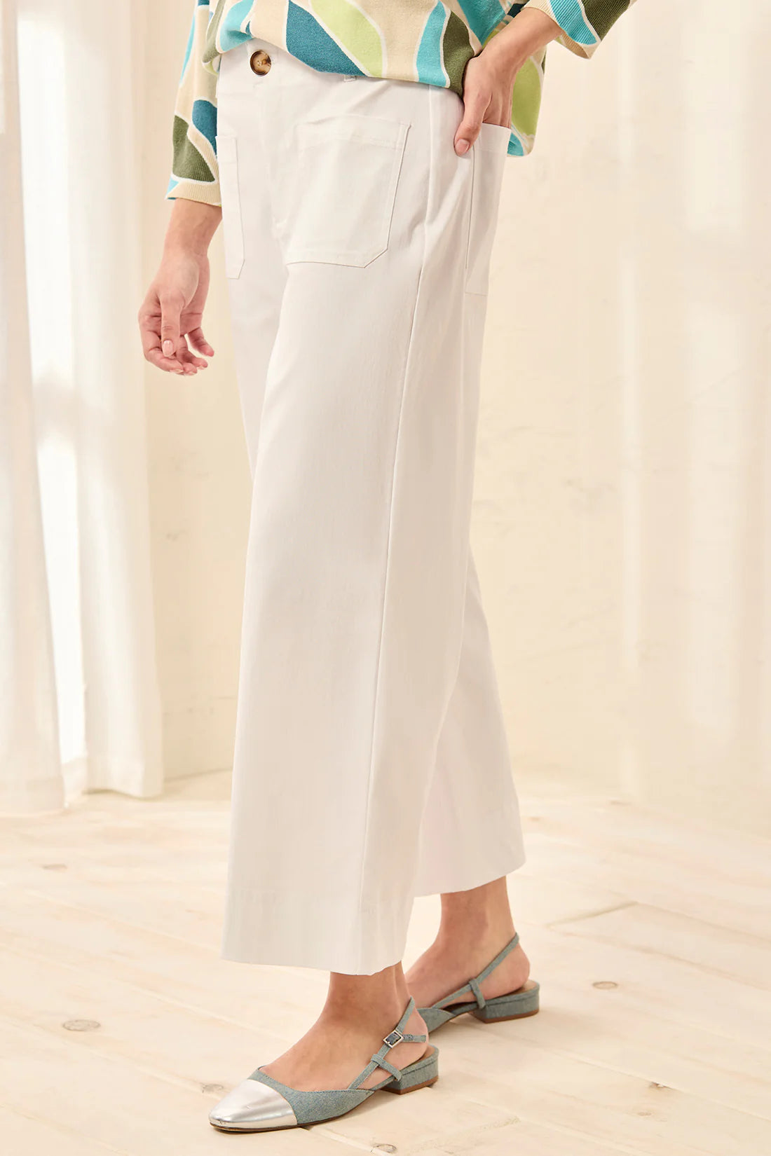 Twill Wide Leg Ankle