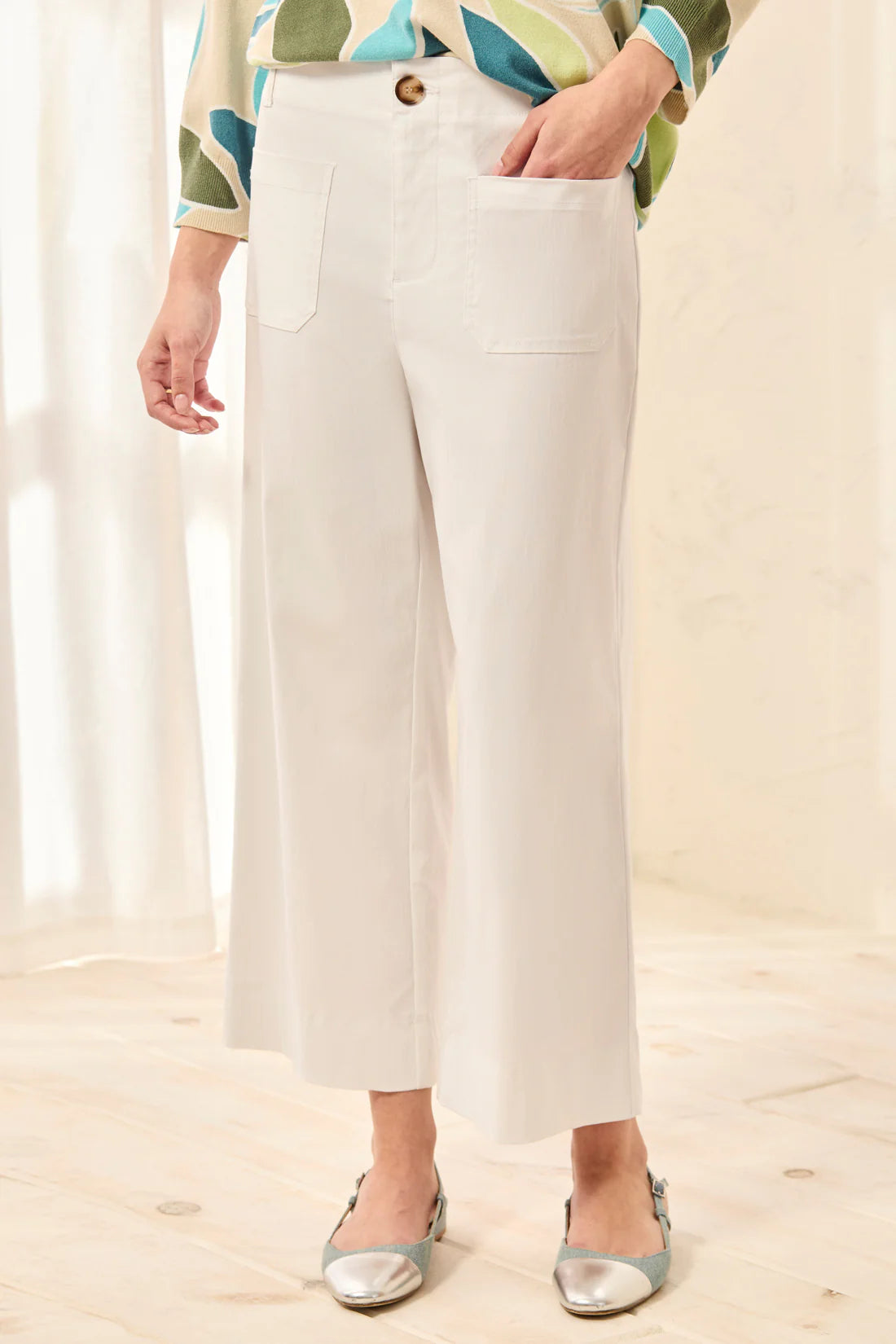 Twill Wide Leg Ankle