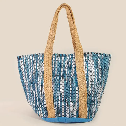 Striped Woven Tote