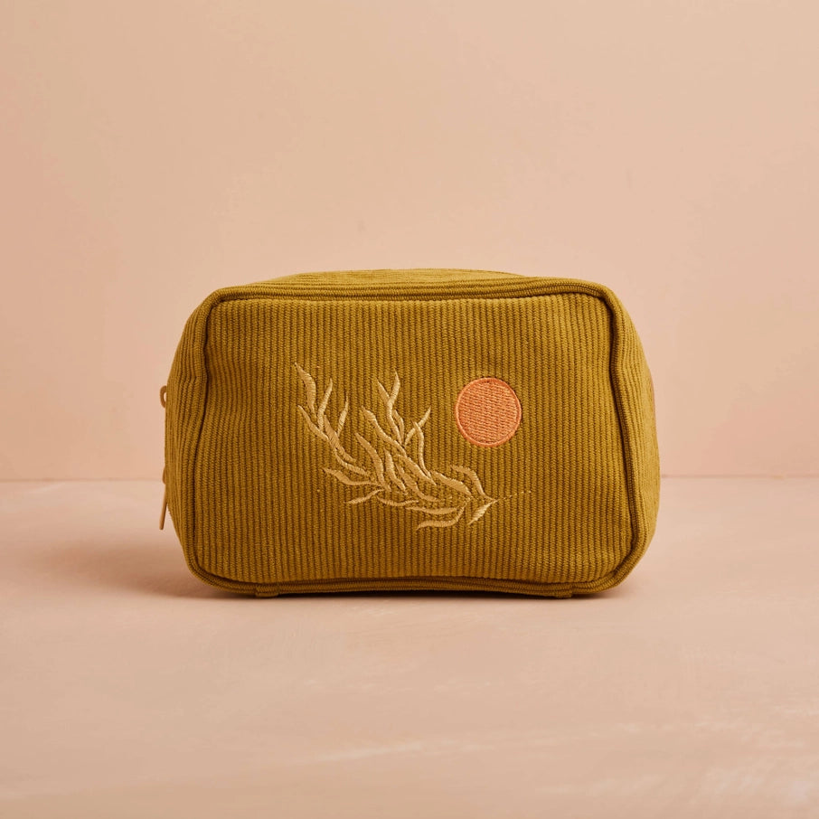 Olive Corduroy Makeup Bag