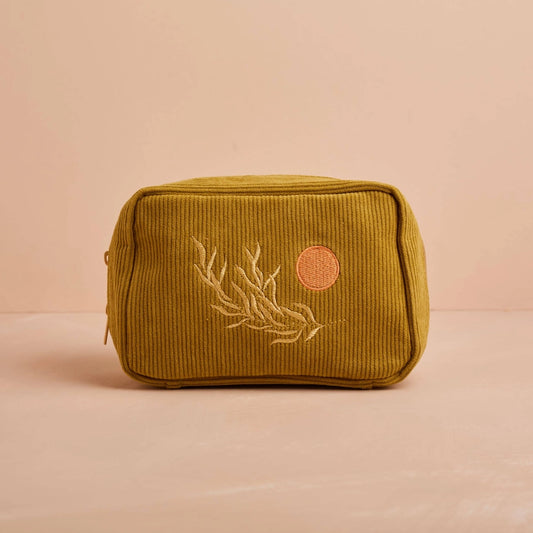 Olive Corduroy Makeup Bag