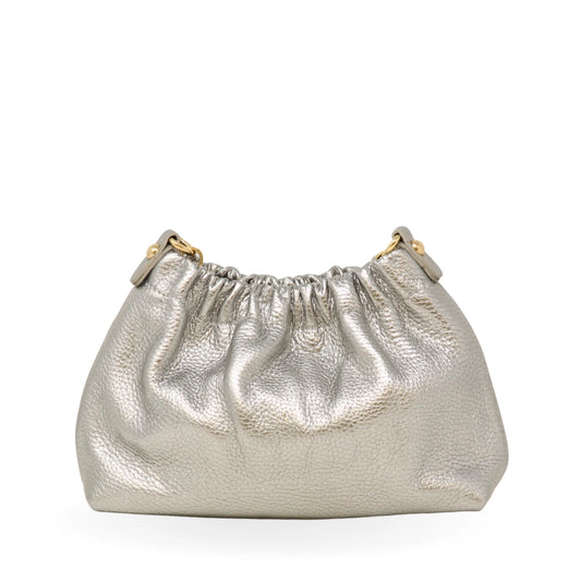 Italian Leather Clutch - Silver