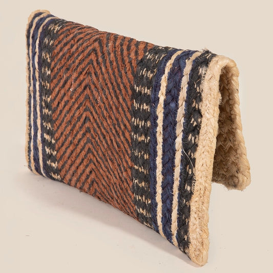 Chevron Jute Clutch