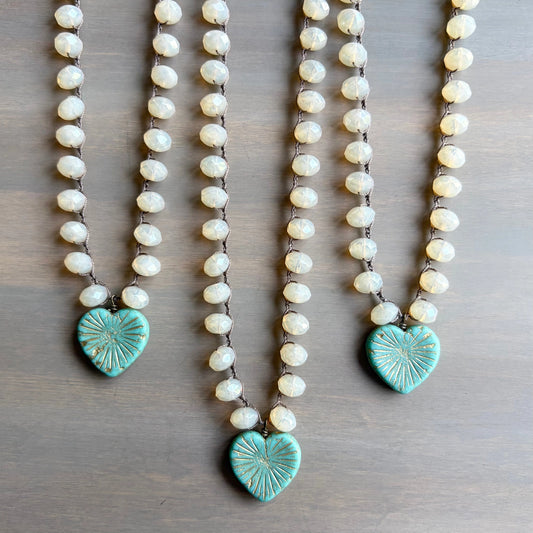 Aqua Starburst Heart Necklace