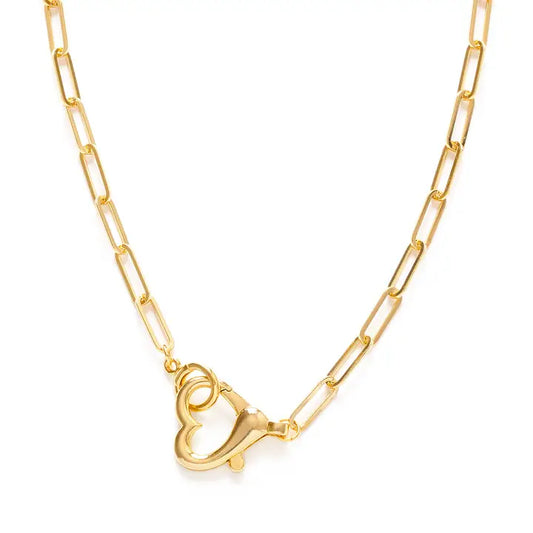 Heart Clasp Paperclip Necklace