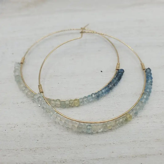 Moss Aquamarine Dipped Hoops