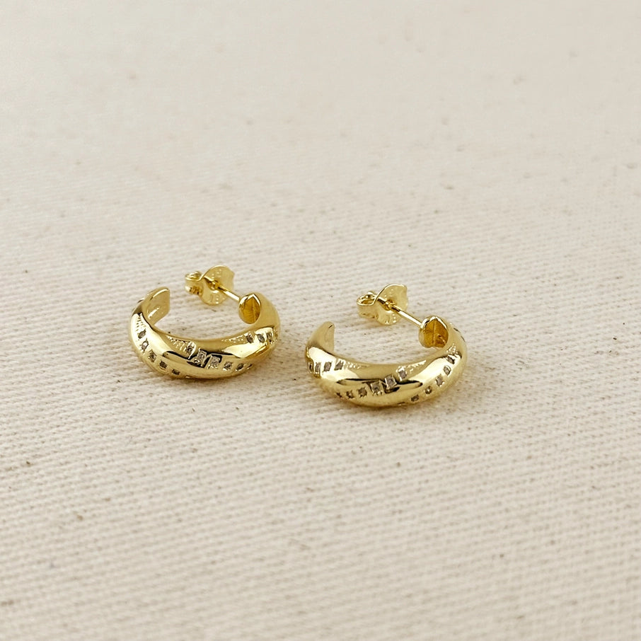 Ribbon Detail Cubic Zirconia Huggies