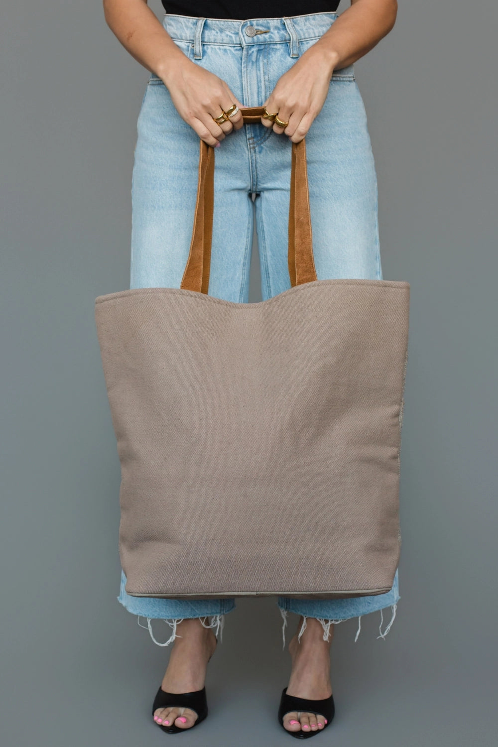 Western Tote - Taupe/Cream