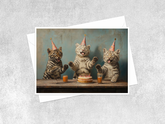 Birthday Party Cats Card