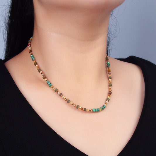 Multifaceted Turquoise Citrine Necklace