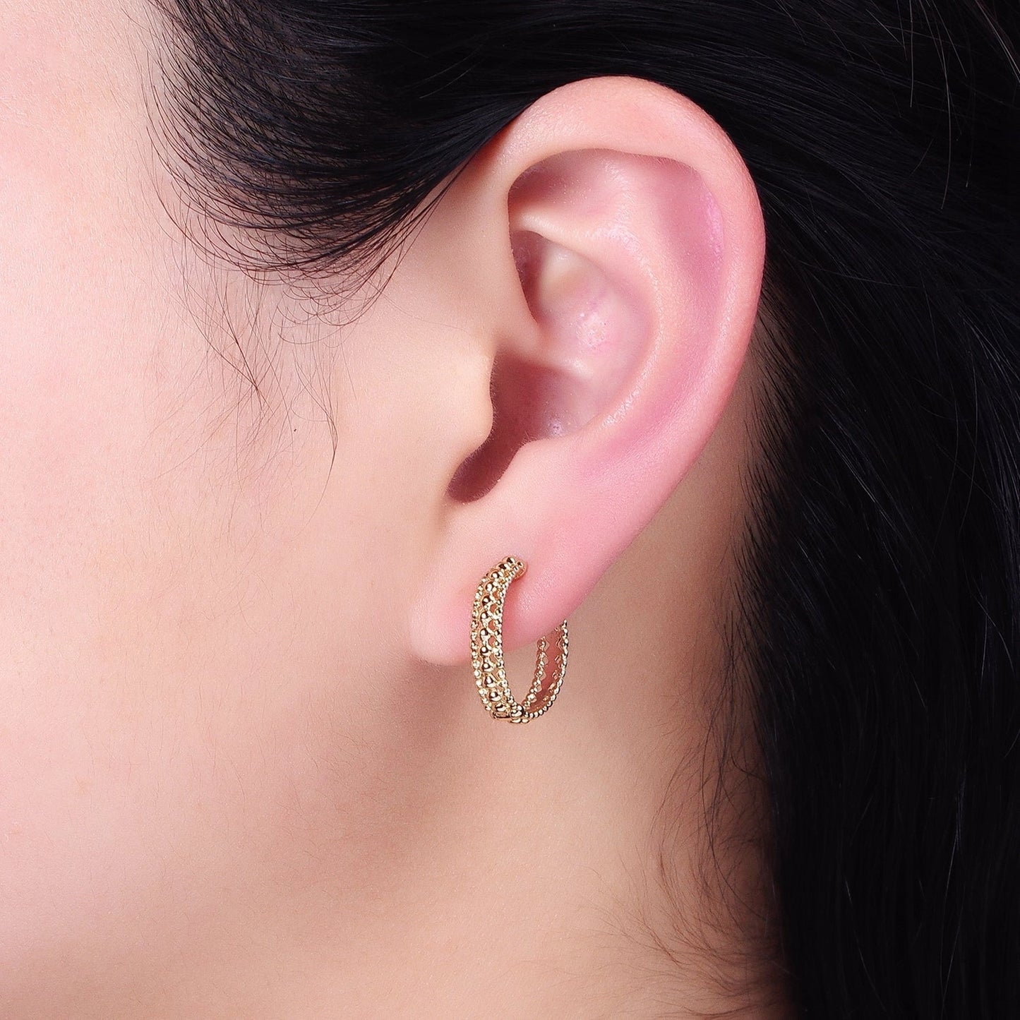 Triple Band Beaded Huggies