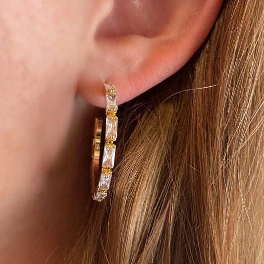 Baguette Cubic Zirconia Hoops