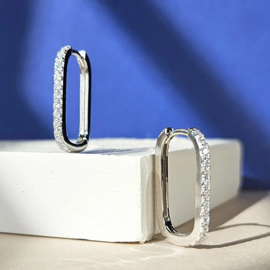 Crystal Rectangle Huggies