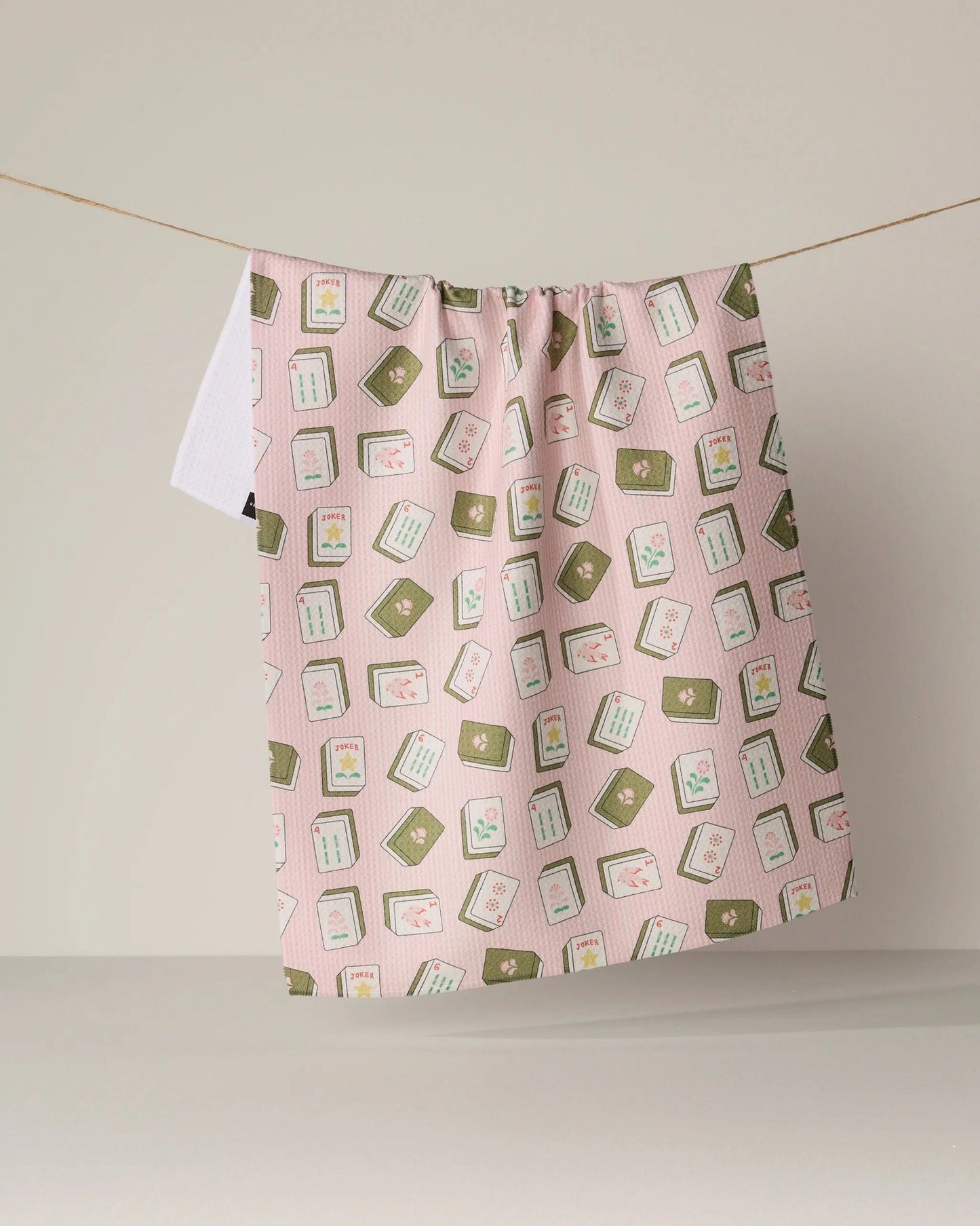 Mahjong Flower Tiles Towel - Pink