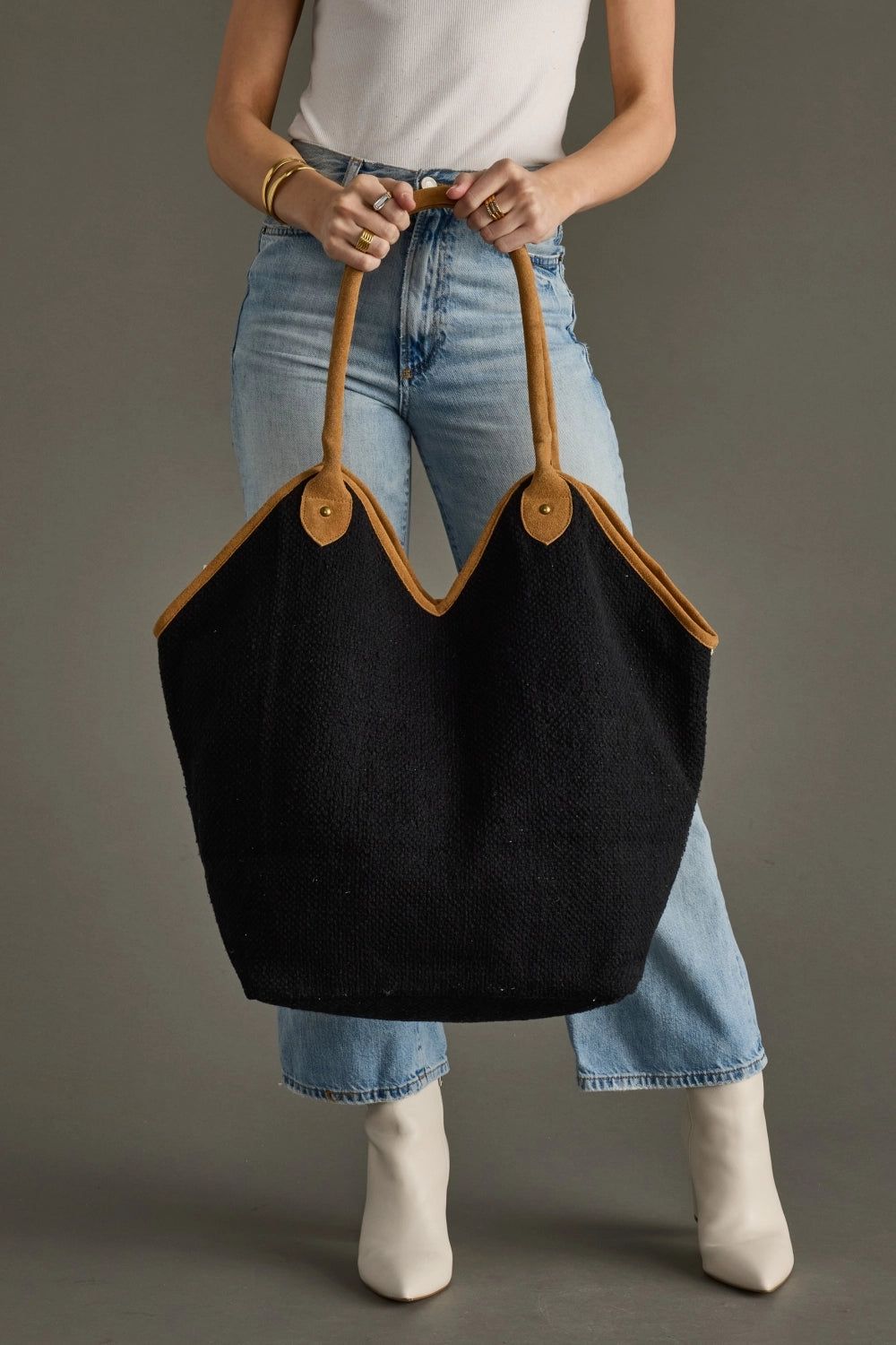 Black & Cream Diamond Pattern Tote