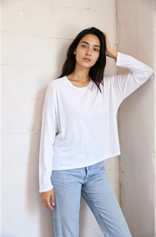 Long Sleeve Relaxed Tee - Salt
