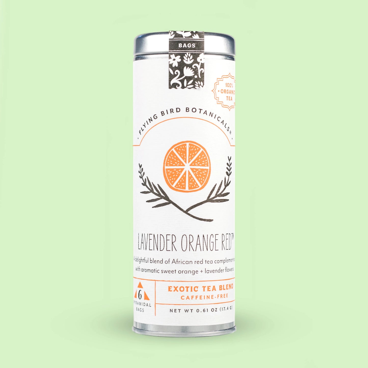 Lavender Orange Red Tea Bag Tin