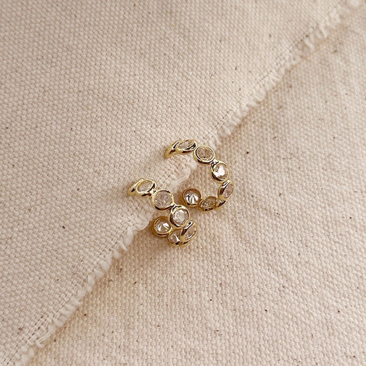 Bezel Cubic Zirconia Hoops