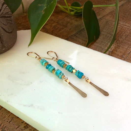 Turquoise & Vermeil Stack Earrings