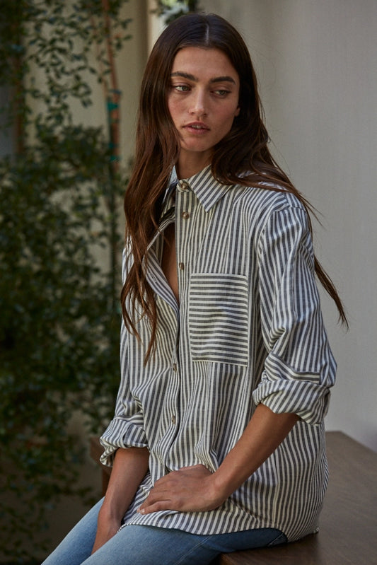Striped Button Up Top
