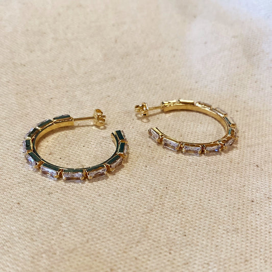 Baguette Cubic Zirconia Hoops