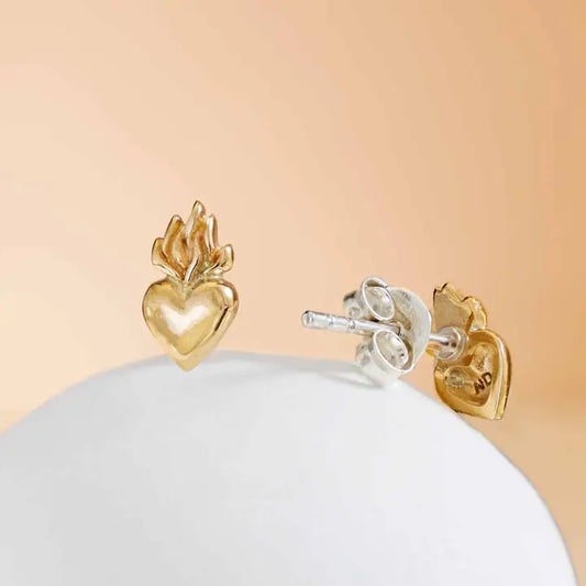 Bronze Heart Aflame Studs