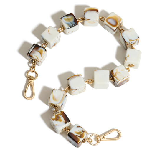 Cubed White Tortoise Bag Strap