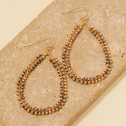 Mixed Beads Teardrop Earrings