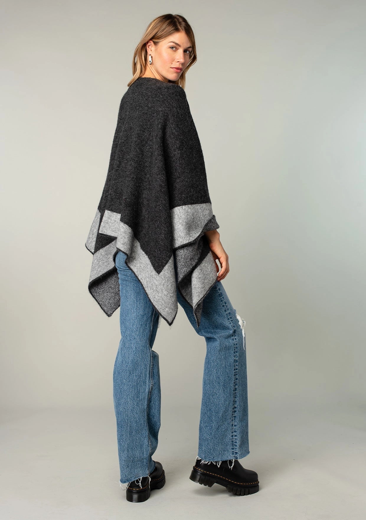 Color Block Poncho