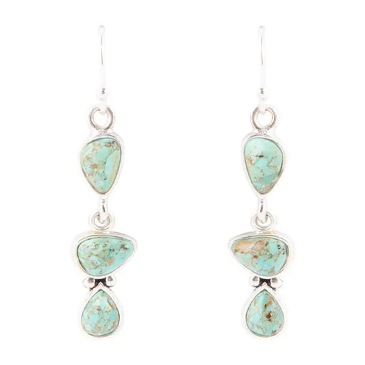 Triple Stone Linear Turquoise Earrings