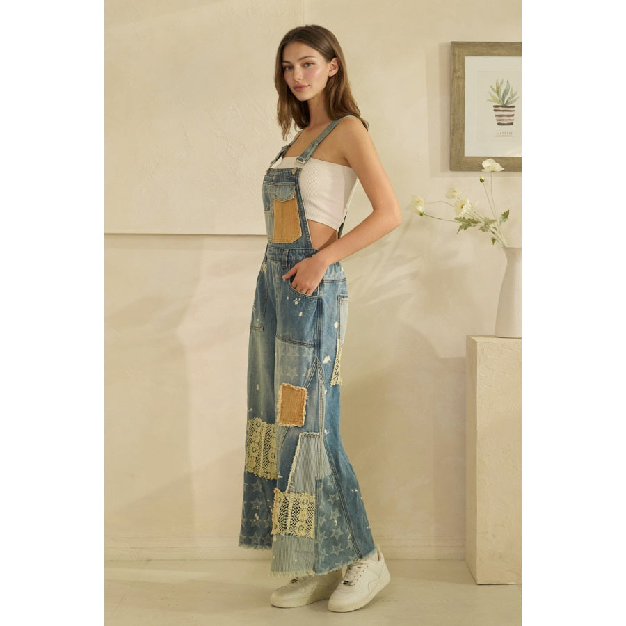 Patchwork Denim Overalls