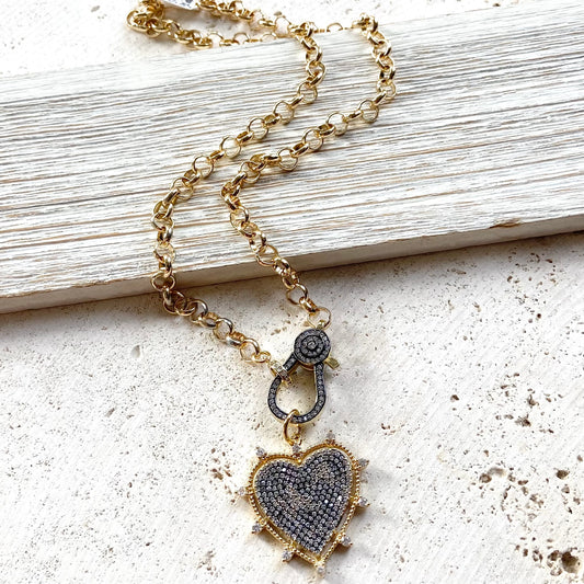 Two Tone Heart Clasp Necklace